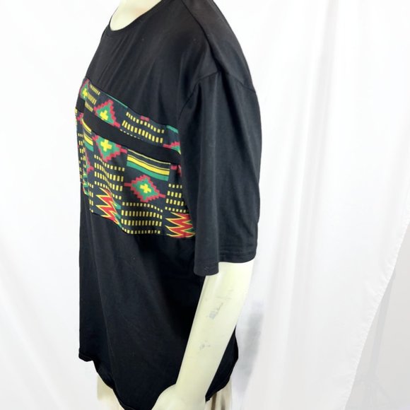 D'iyanu African Print T-Shirt Black XXL Short Sleeve - Picture 3 of 6